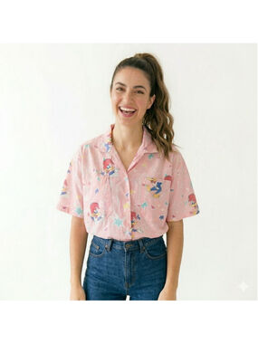 Tomboy Vintage Woody Woodpecker Pink Multi Short Sleeve Shirt - Med